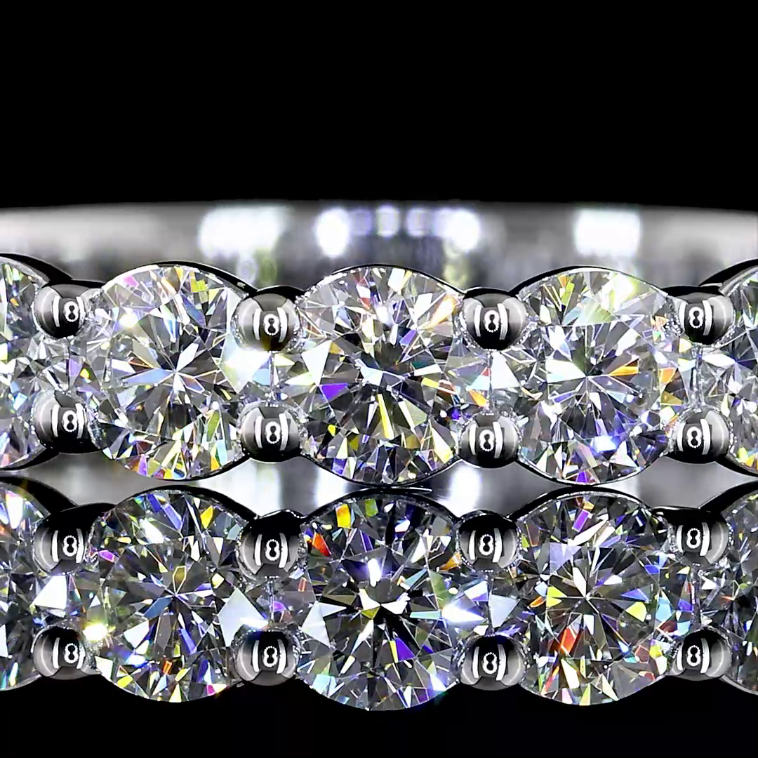 Lab-Grown 1.54 Carat Round E-VS1 Diamond 14K White Gold 3/4 Band Eternity Band