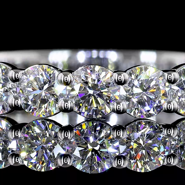 Lab-Grown 1.54 Carat Round E-VS1 Diamond 14K White Gold 3/4 Band Eternity Band