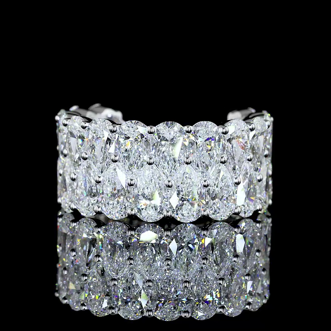 Lab-Grown 7.87 Carat Pear E-VS Diamond 14K White Gold 3/4 Band Eternity Band