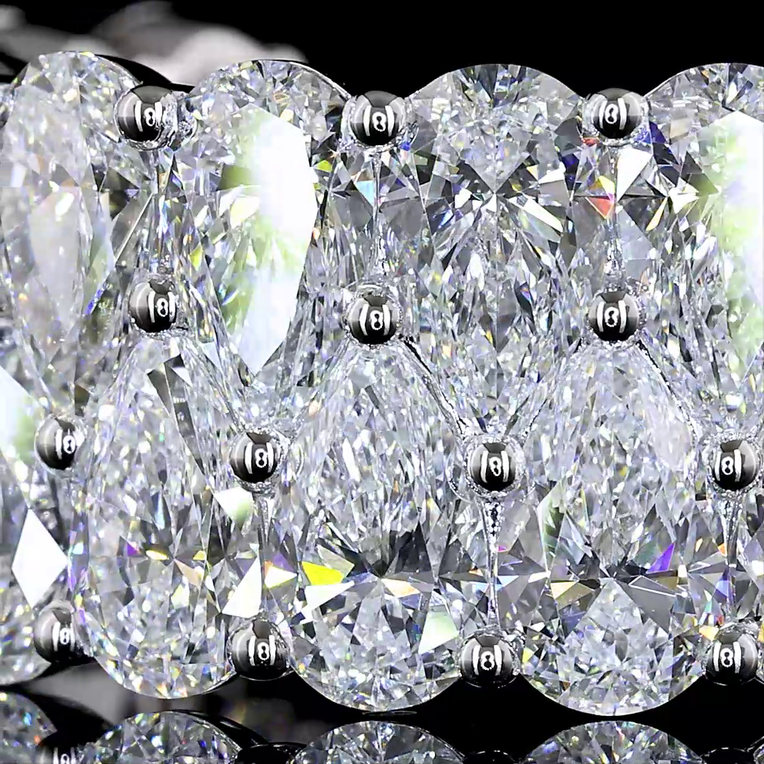 Lab-Grown 7.87 Carat Pear E-VS Diamond 14K White Gold 3/4 Band Eternity Band