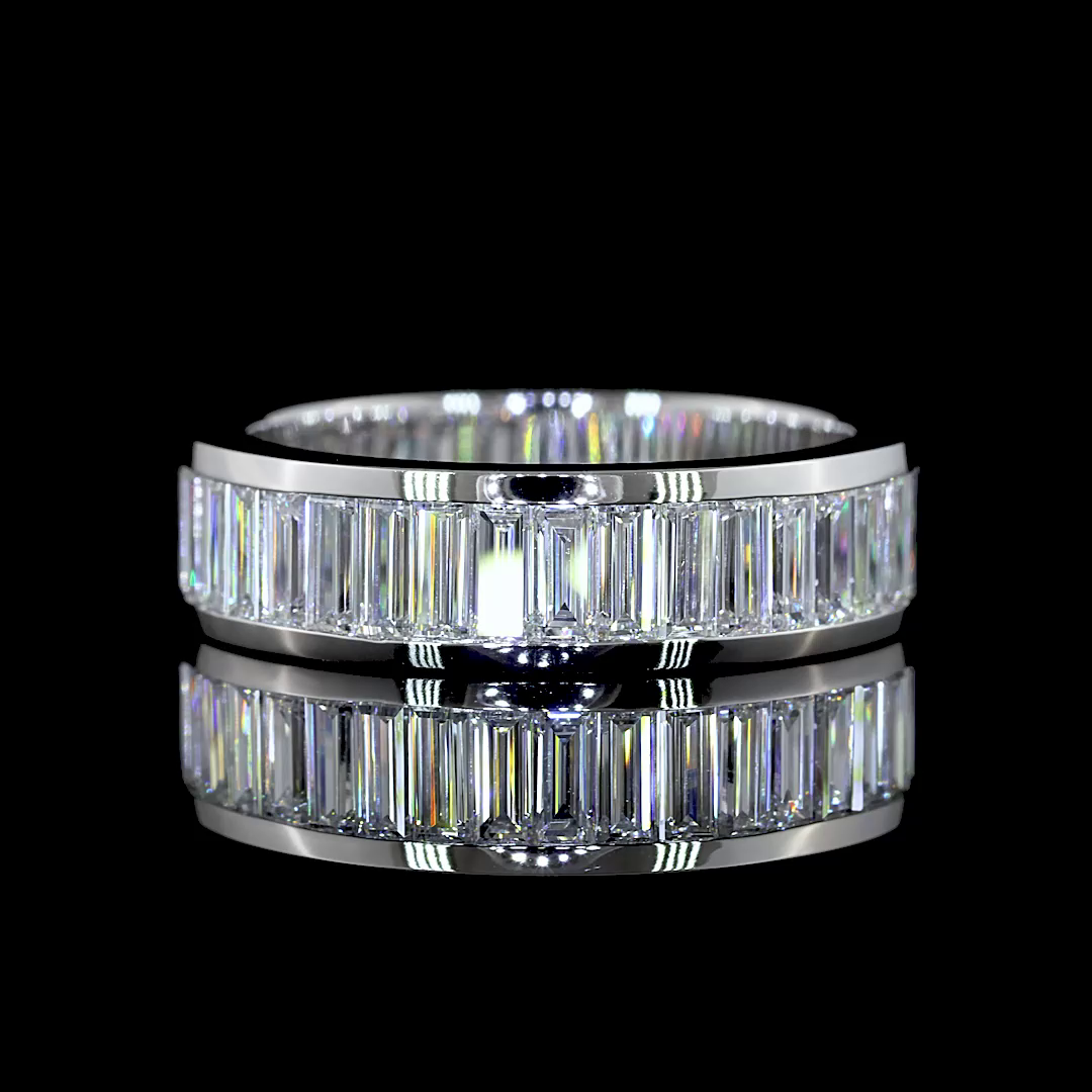 Lab-Grown 2.25 Carat Baguette E-VS Diamond 14K White Gold 3/4 Band Eternity Band