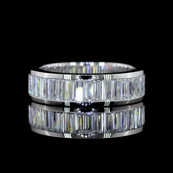 Lab-Grown 2.25 Carat Baguette E-VS Diamond 14K White Gold 3/4 Band Eternity Band