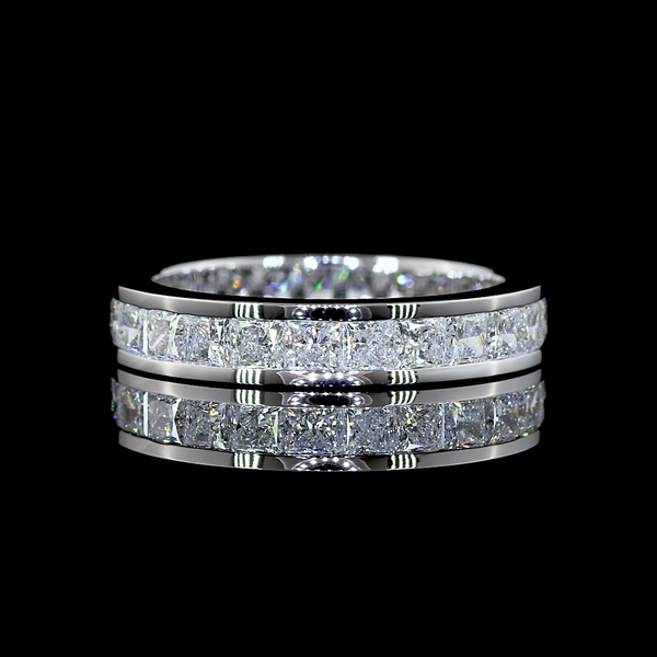 Lab-Grown 2.52 Carat Princess E-VS Diamond 14K White Gold Eternity Band Eternity