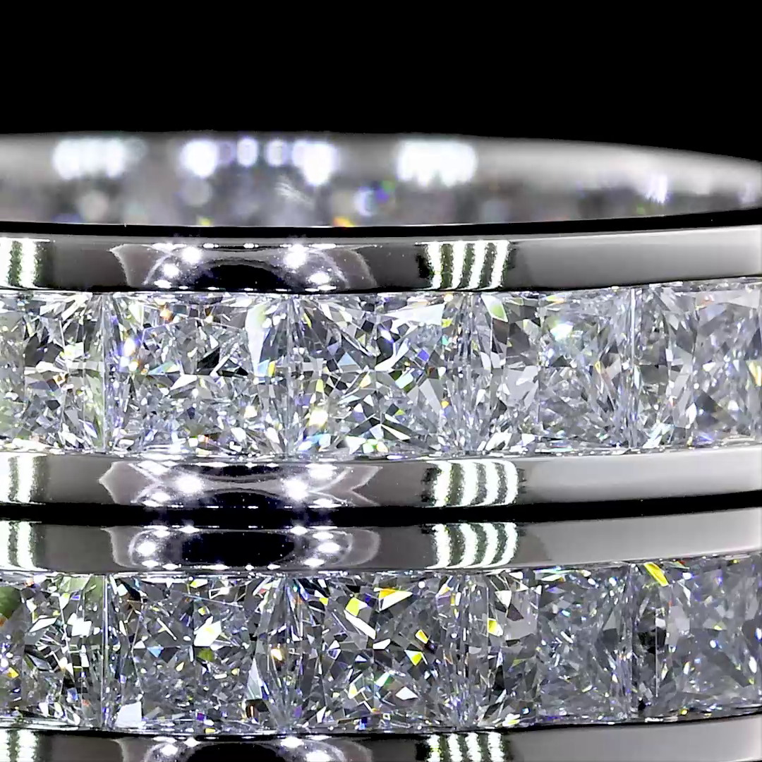 Lab-Grown 2.52 Carat Princess E-VS Diamond 14K White Gold Eternity Band Eternity