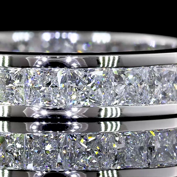Lab-Grown 2.52 Carat Princess E-VS Diamond 14K White Gold Eternity Band Eternity