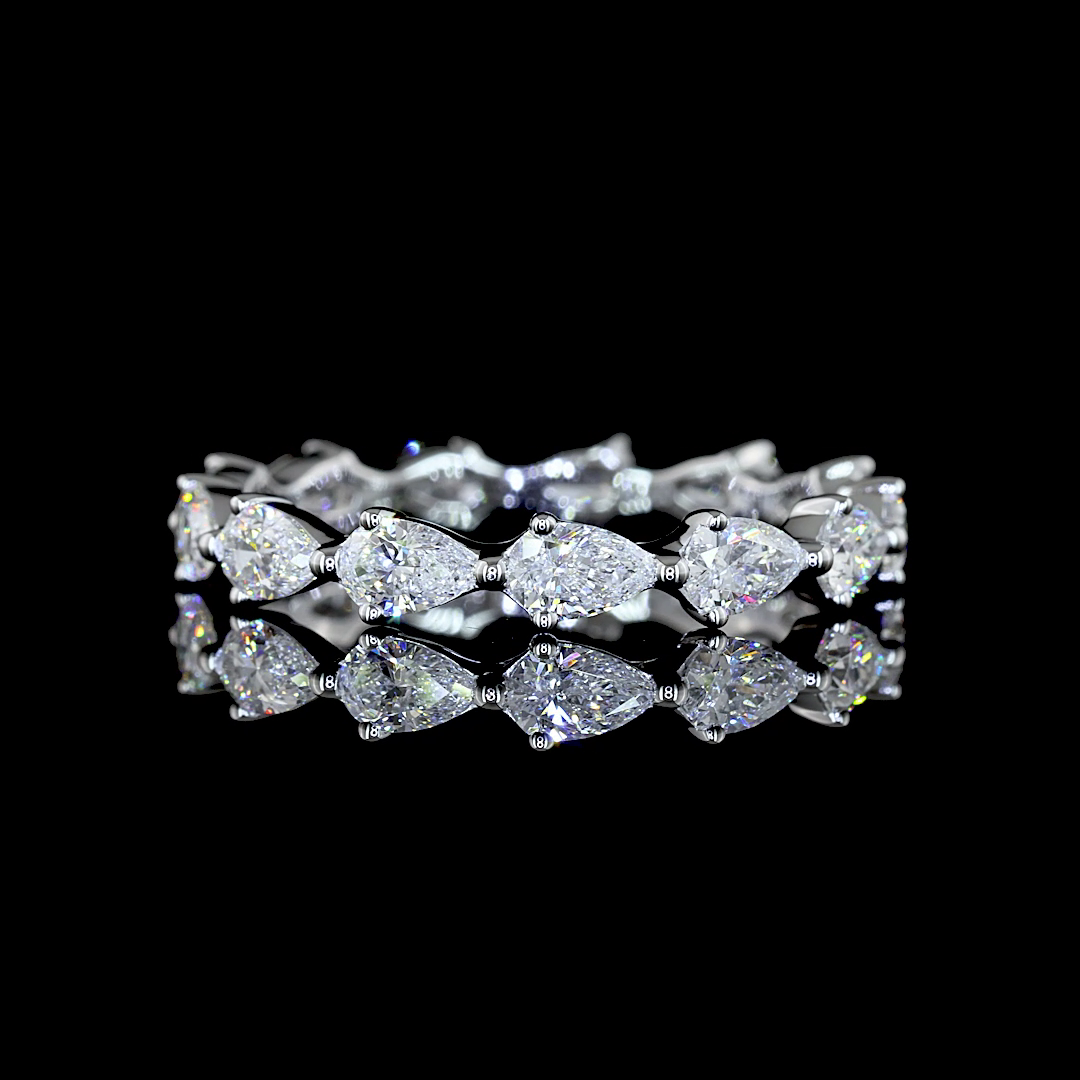 Lab-Grown 1.44 Carat Pear E-VS Diamond 14K White Gold Eternity Band Eternity Ban