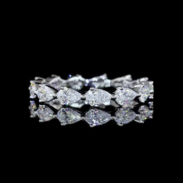 Lab-Grown 1.44 Carat Pear E-VS Diamond 14K White Gold Eternity Band Eternity Ban