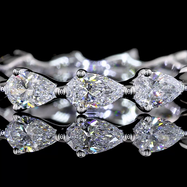 Lab-Grown 1.44 Carat Pear E-VS Diamond 14K White Gold Eternity Band Eternity Ban