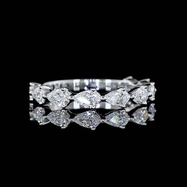 Lab-Grown 1.05 Carat Pear E-VS Diamond 14K White Gold 3/4 Band Eternity Band