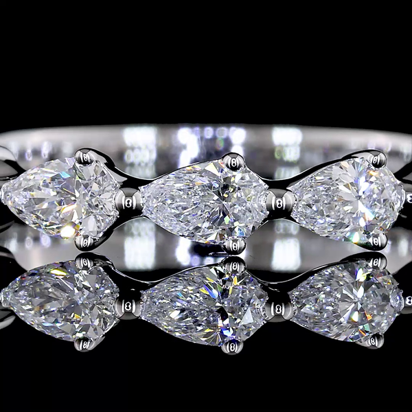 Lab-Grown 1.05 Carat Pear E-VS Diamond 14K White Gold 3/4 Band Eternity Band