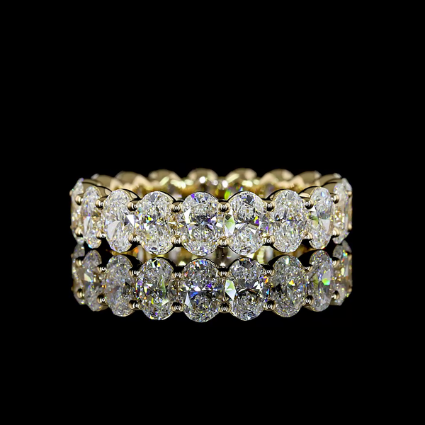 Lab-Grown 3.94 Carat Oval E-VS Diamond 14K Yellow Gold Eternity Band Eternity Ba