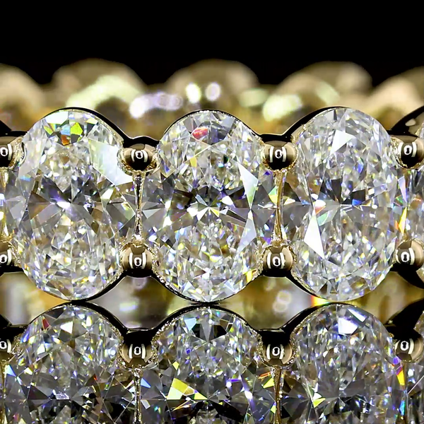 Lab-Grown 3.94 Carat Oval E-VS Diamond 14K Yellow Gold Eternity Band Eternity Ba