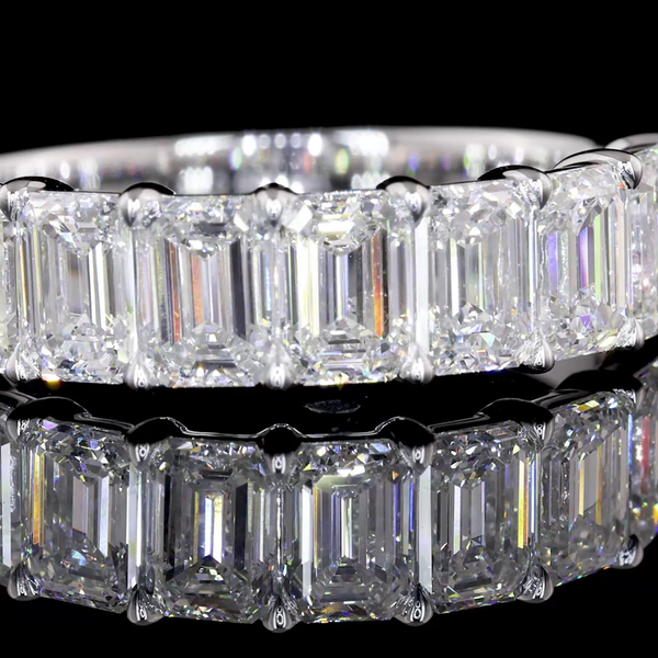 Lab-Grown 2.02 Carat Emerald E-VS1 Diamond 14K White Gold Half Eternity Eternity