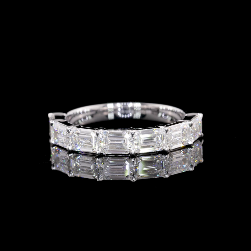 Lab-Grown 2.55 Carat Emerald E-VS2 Diamond 14K White Gold Half Eternity Eternity Band