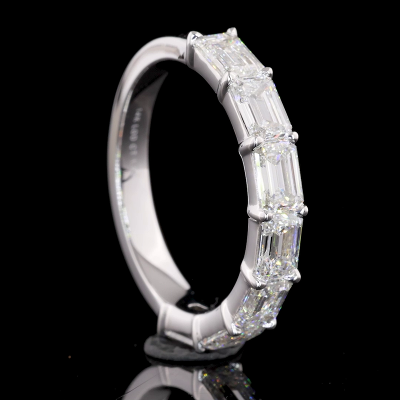 Lab-Grown 2.55 Carat Emerald E-VS2 Diamond 14K White Gold Half Eternity Eternity Band