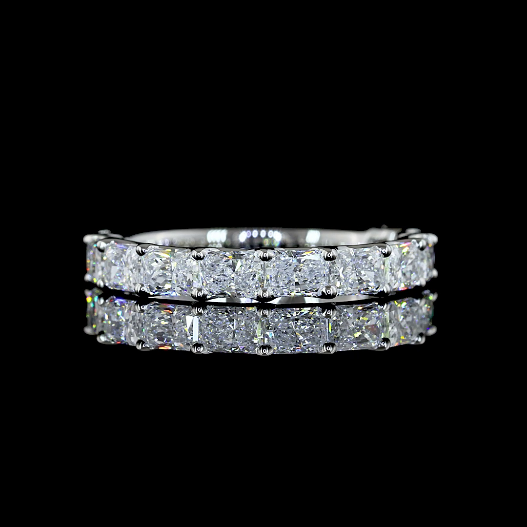 Lab-Grown 1.29 Carat Radiant E-VS Diamond Platinum 3/4 Band Eternity Band