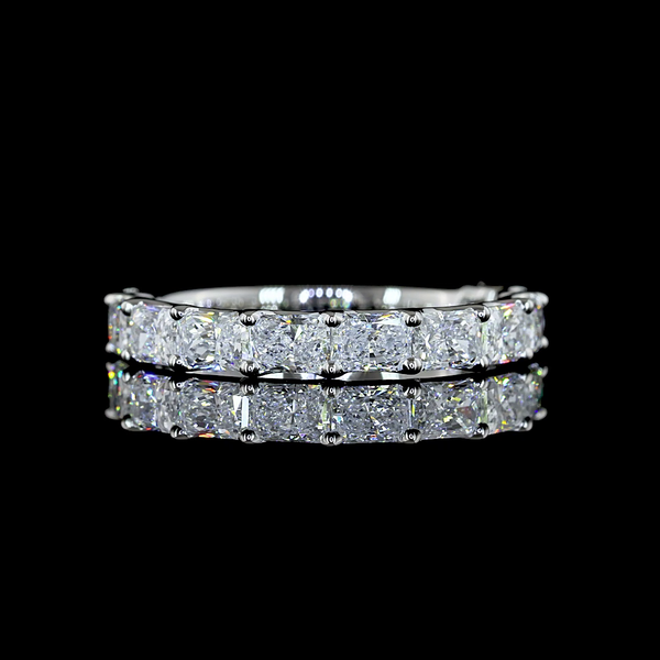 Lab-Grown 1.29 Carat Radiant E-VS Diamond Platinum 3/4 Band Eternity Band