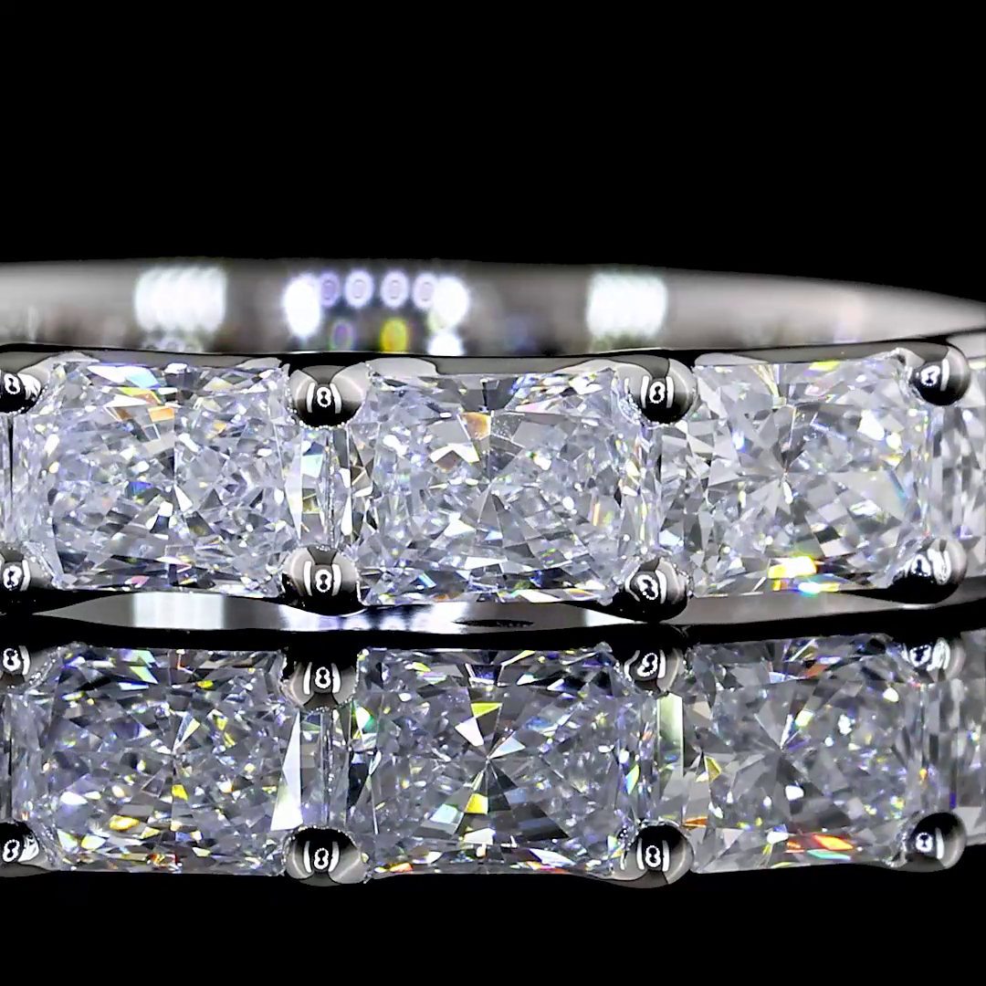 Lab-Grown 1.29 Carat Radiant E-VS Diamond Platinum 3/4 Band Eternity Band