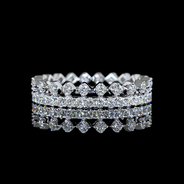 Lab-Grown 0.94 Carat Round E-VS Diamond 14K White Gold Eternity Band Eternity Ba