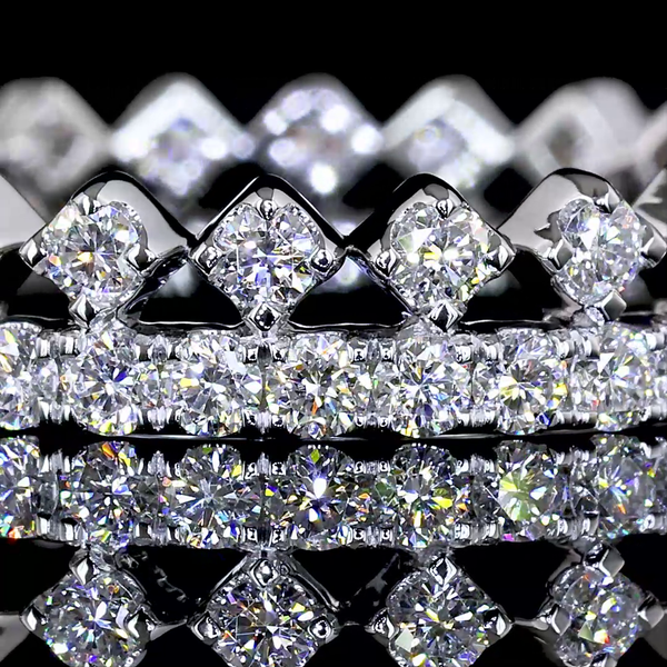 Lab-Grown 0.94 Carat Round E-VS Diamond 14K White Gold Eternity Band Eternity Ba