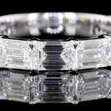 Lab-Grown 3.01 Carat Emerald E-VS1 Diamond 14K White Gold Half Eternity Eternity Band