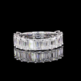 Lab-Grown 3.82 Carat Emerald E-VS1 Diamond 14K White Gold 3/4 Band Eternity Band