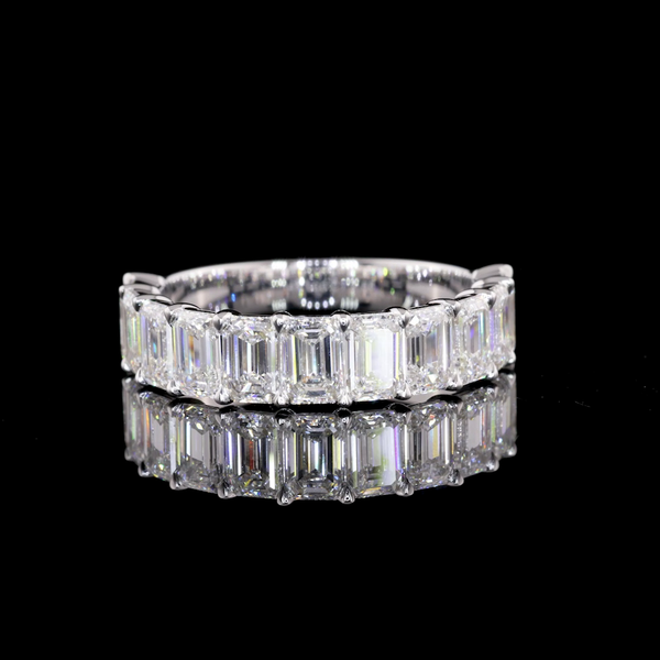 Lab-Grown 1.97 Carat Emerald E-VS1 Diamond 14K White Gold Half Eternity Eternity Band