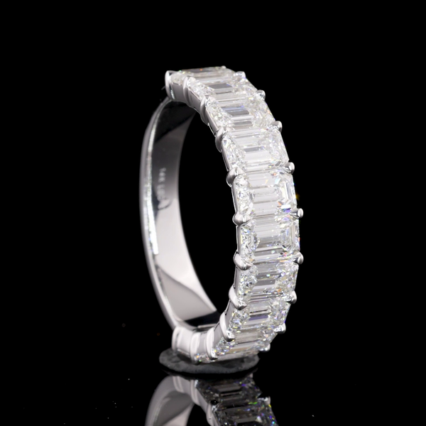 Lab-Grown 1.97 Carat Emerald E-VS1 Diamond 14K White Gold Half Eternity Eternity Band