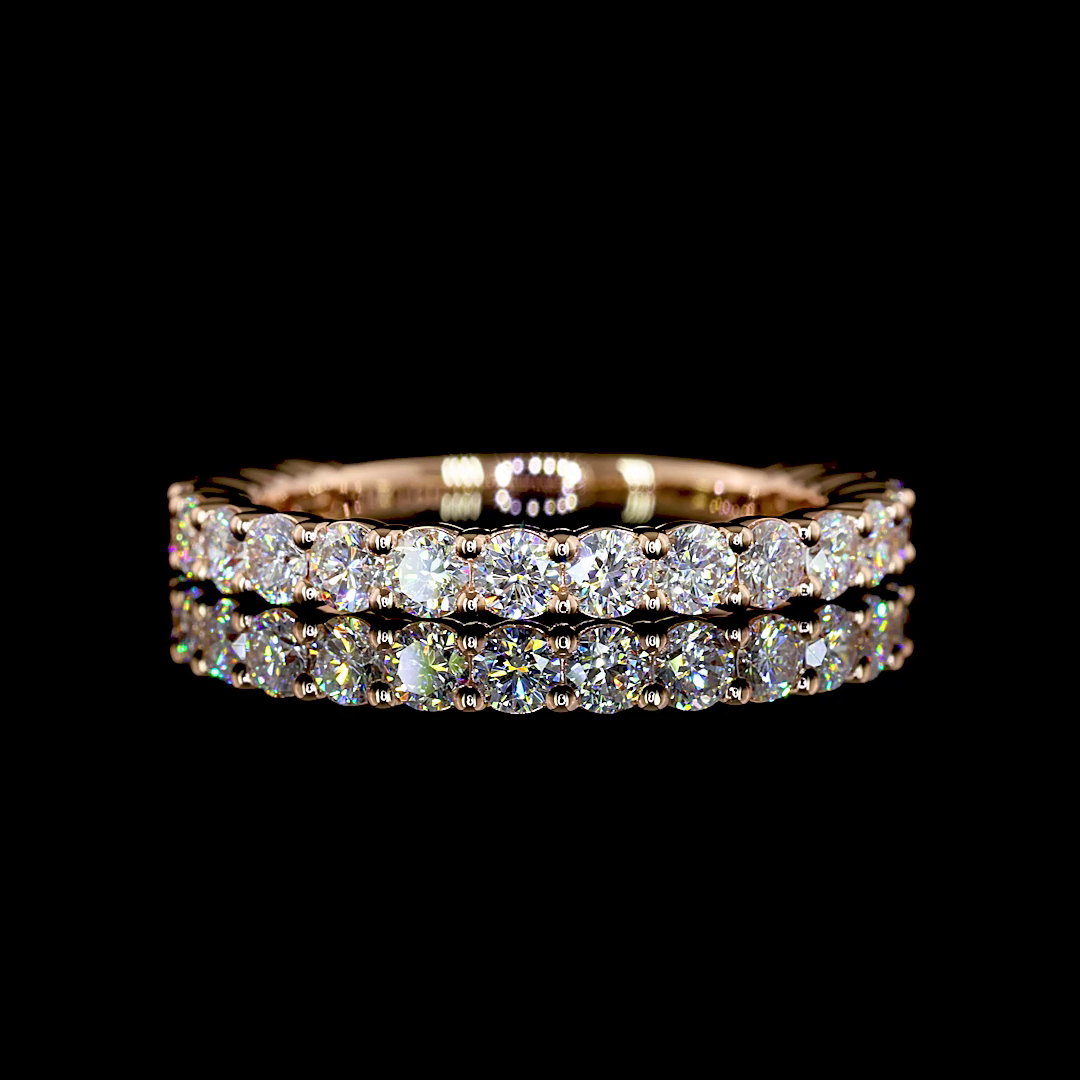 Lab-Grown 0.82 Carat Round E-VS1 Diamond 14K Rose Gold 3/4 Band Eternity Band