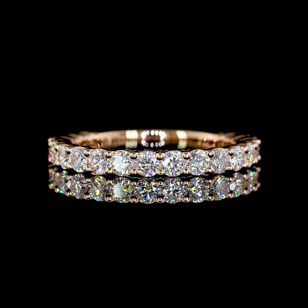 Lab-Grown 0.82 Carat Round E-VS1 Diamond 14K Rose Gold 3/4 Band Eternity Band
