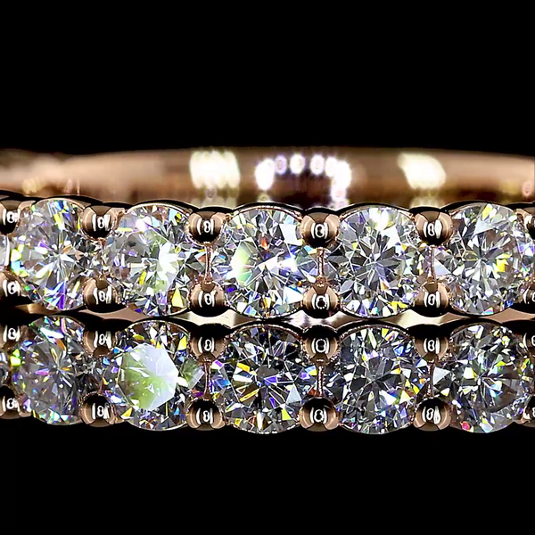 Lab-Grown 0.82 Carat Round E-VS1 Diamond 14K Rose Gold 3/4 Band Eternity Band