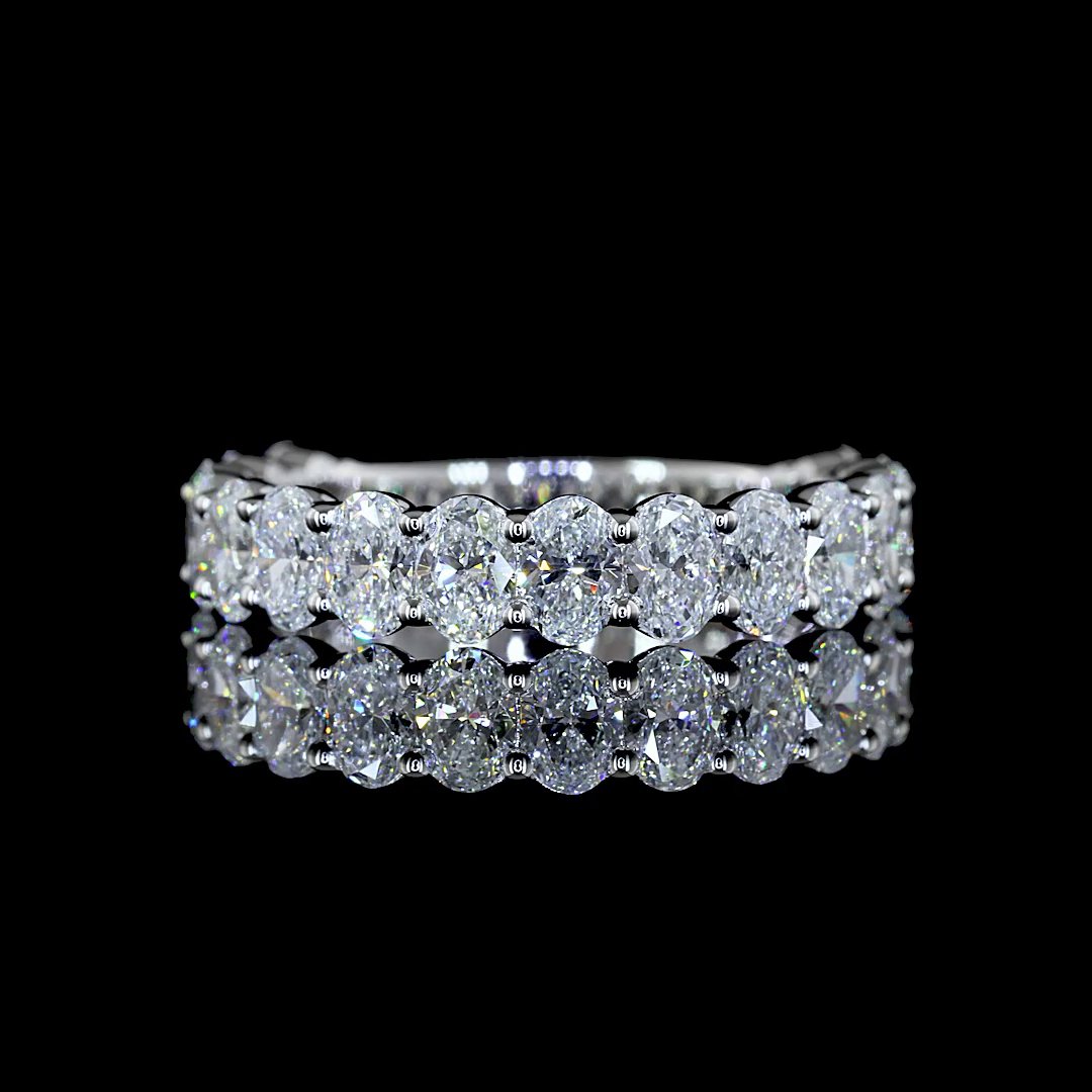 Lab-Grown 2.12 Carat Oval E-VS Diamond 14K White Gold 3/4 Band Eternity Band