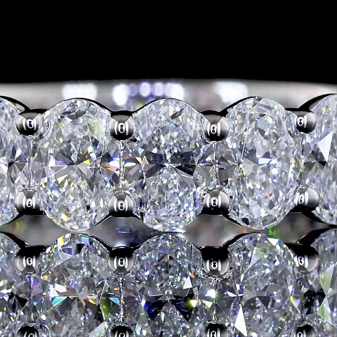 Lab-Grown 2.12 Carat Oval E-VS Diamond 14K White Gold 3/4 Band Eternity Band