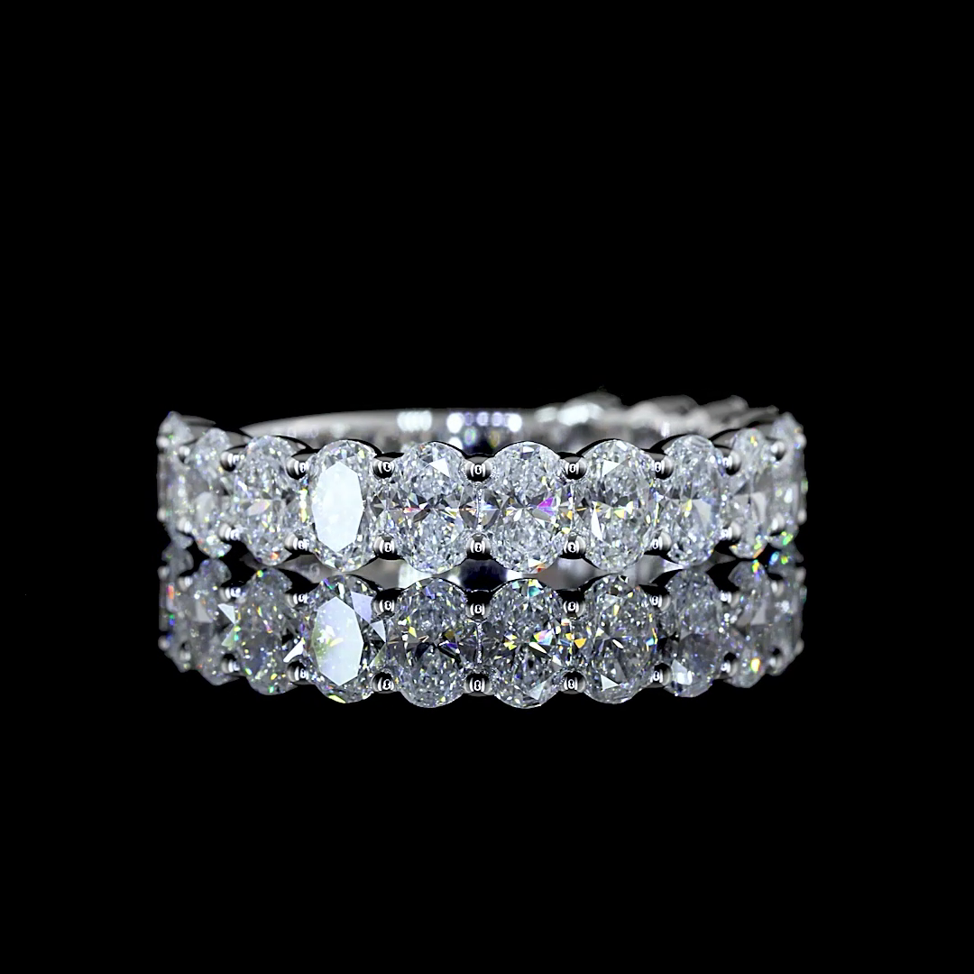 Lab-Grown 2.15 Carat Oval E-VS Diamond 14K White Gold 3/4 Band Eternity Band