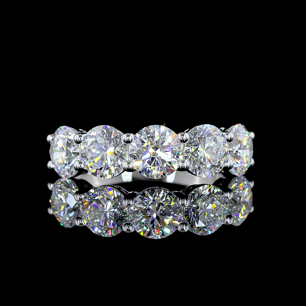 Lab-Grown 3 Carat Round E-VS Diamond 14K White Gold 5 Stones Eternity Band