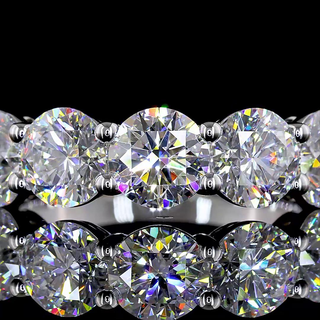 Lab-Grown 3 Carat Round E-VS Diamond 14K White Gold 5 Stones Eternity Band