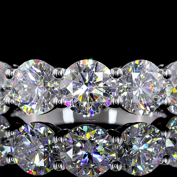 Lab-Grown 3 Carat Round E-VS Diamond 14K White Gold 5 Stones Eternity Band