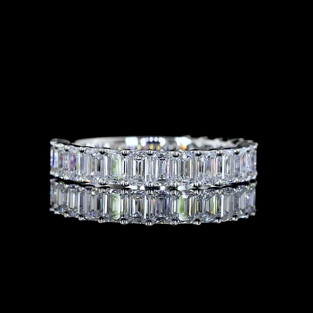 Lab-Grown 2.08 Carat Emerald E-VS2 Diamond 14K White Gold 3/4 Band Eternity Band