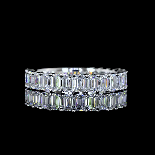 Lab-Grown 2.08 Carat Emerald E-VS2 Diamond 14K White Gold 3/4 Band Eternity Band