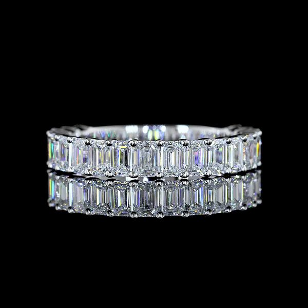 Lab-Grown 2.06 Carat Emerald E-VS2 Diamond 14K White Gold 3/4 Band Eternity Band
