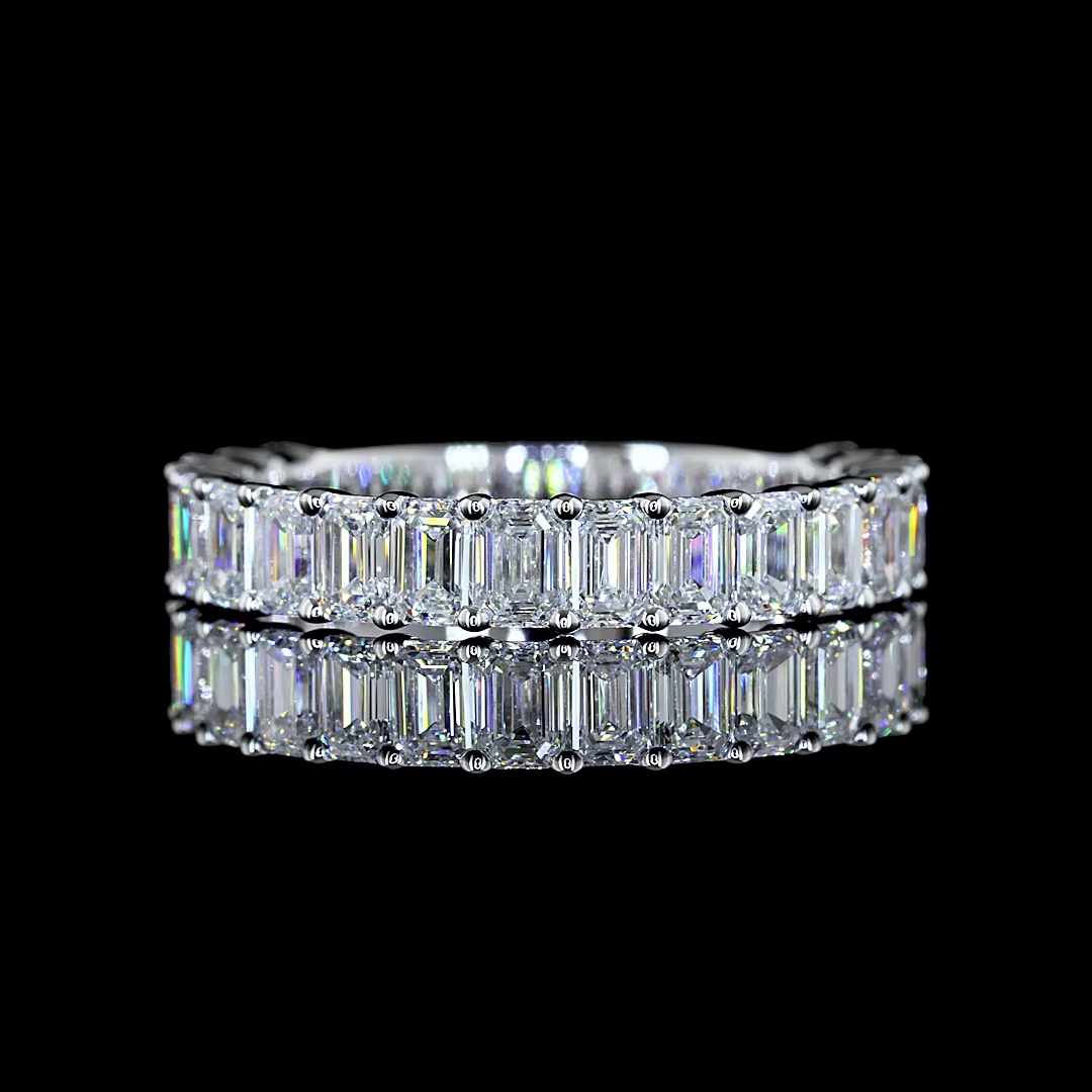 Lab-Grown 2.1 Carat Emerald E-VS2 Diamond 14K White Gold 3/4 Band Eternity Band
