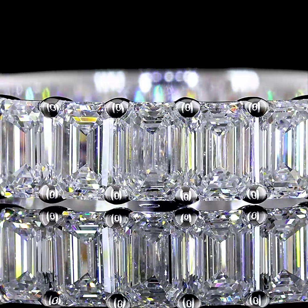 Lab-Grown 2.1 Carat Emerald E-VS2 Diamond 14K White Gold 3/4 Band Eternity Band