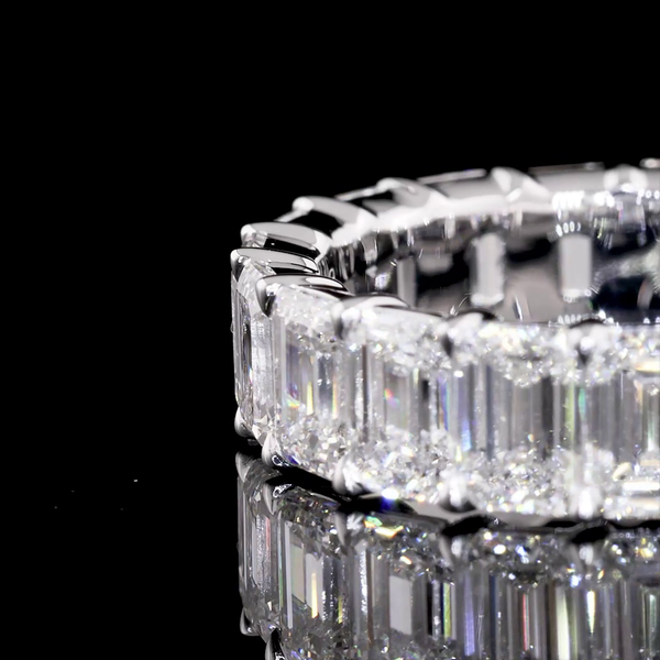 Lab-Grown 5.45 Carat Emerald E-VVS2 Diamond 14K White Gold Eternity Band Eternit