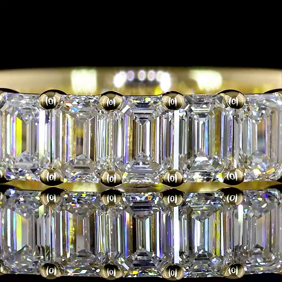Lab-Grown 2.03 Carat Emerald E-VS Diamond 14K Yellow Gold 3/4 Band Eternity Band