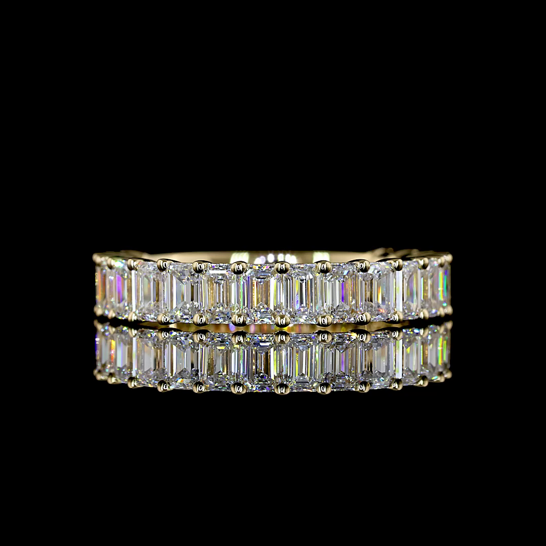 Lab-Grown 2.07 Carat Emerald E-F-VS2 Diamond 14K YG 3/4 Band Eternity Band