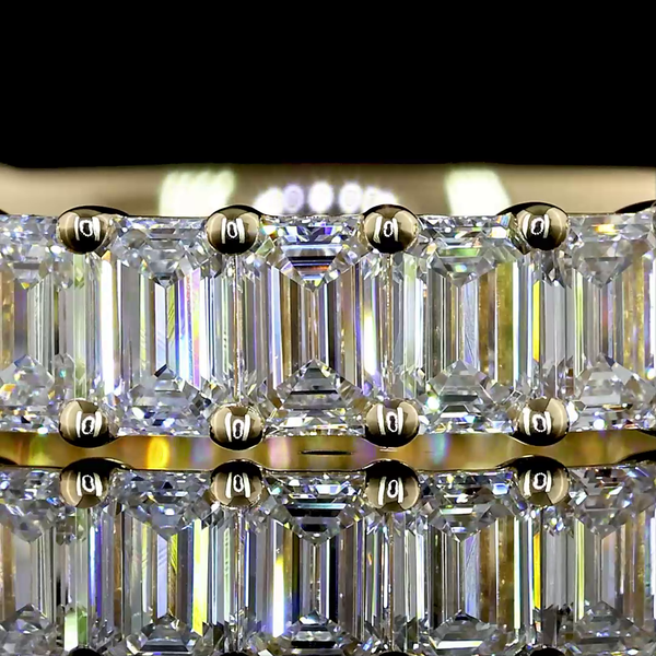 Lab-Grown 2.07 Carat Emerald E-VS2 Diamond 14K Yellow Gold 3/4 Band Eternity Ban