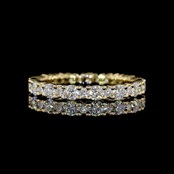 Lab-Grown 1.03 Carat Round E-VS2 Diamond 14K Yellow Gold Eternity Band Eternity 