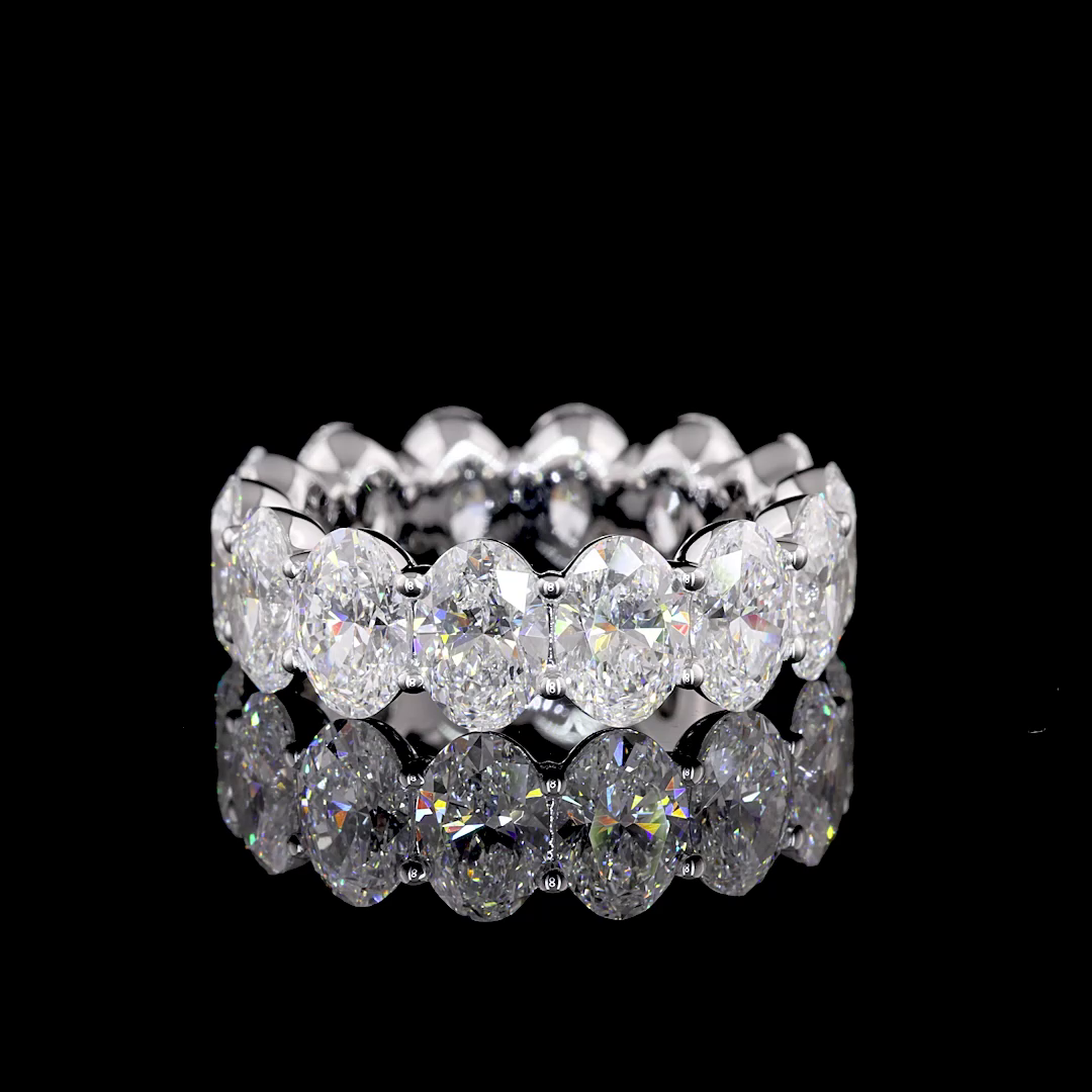 Lab-Grown 7.84 Carat Oval F-VS1 Diamond 14K White Gold Eternity Band Eternity Ba