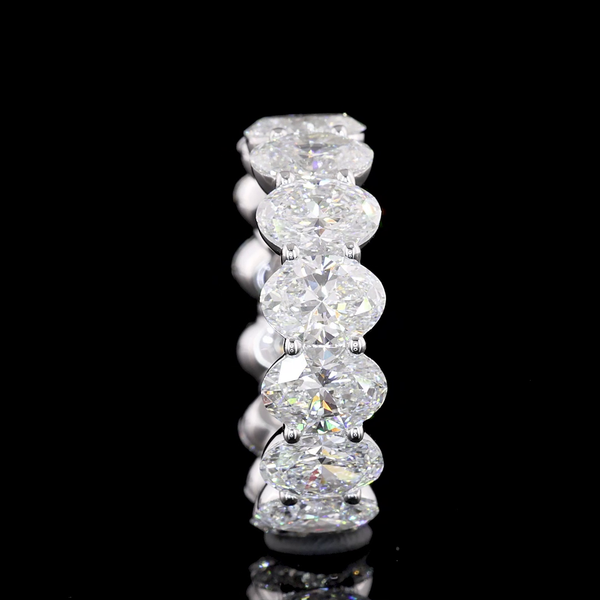 Lab-Grown 7.84 Carat Oval F-VS1 Diamond 14K White Gold Eternity Band Eternity Ba