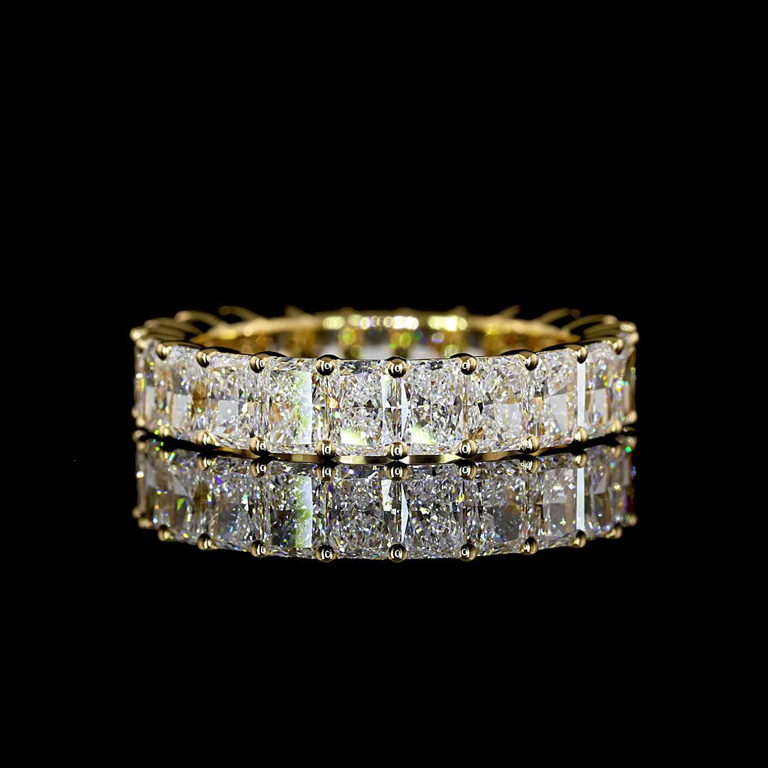 Lab-Grown 3.96 Carat Radiant E-VS Diamond 18K Yellow Gold Eternity Band Eternity